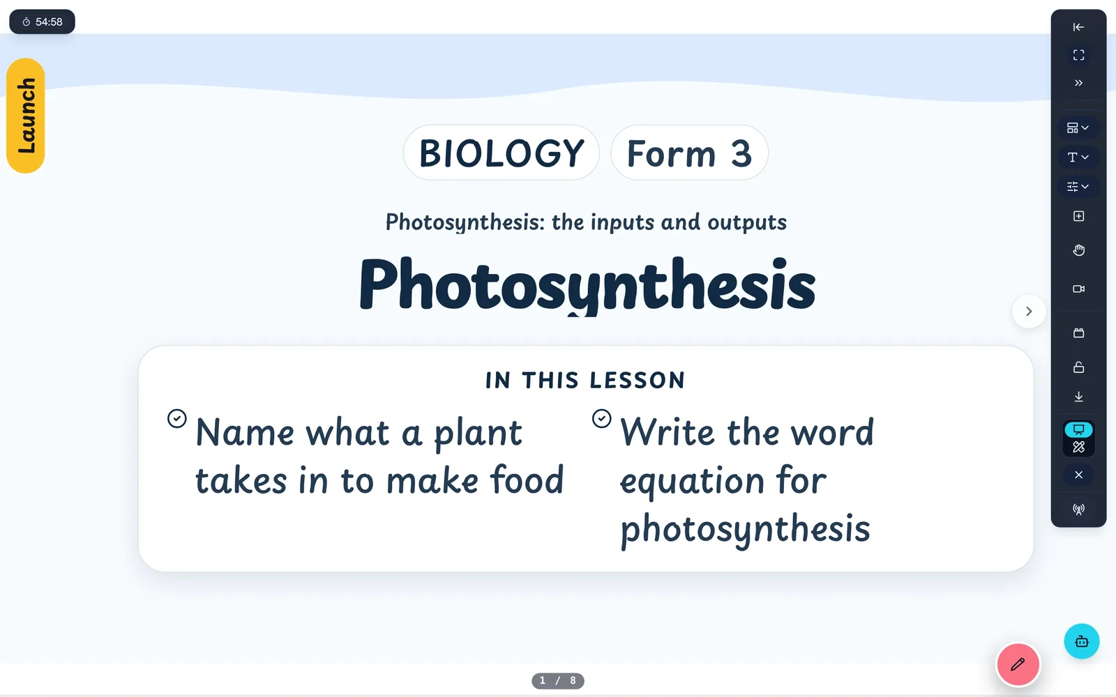 Title slide: Photosynthesis, Biology Form 3
